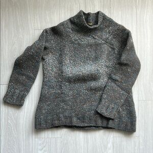 Gray Cowl Neck Sweater with Textured Knit